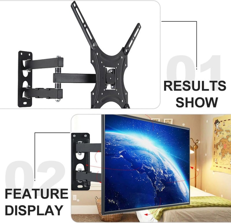 Adjustable Tv Monitor Wall Mount Bracket, Extendable 14-42 Inch with Swivel and Tilt, Multi-Angle Tv Wall Hanger for Living Room and Office Flat Screen Displays - Image 3