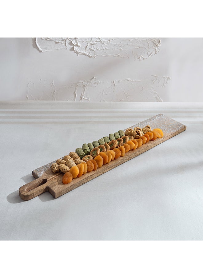 Home Box Lace Pattern with Etching Natural Wood Cheese Serving Platter - 70x15x1.5 cm  - Image 1