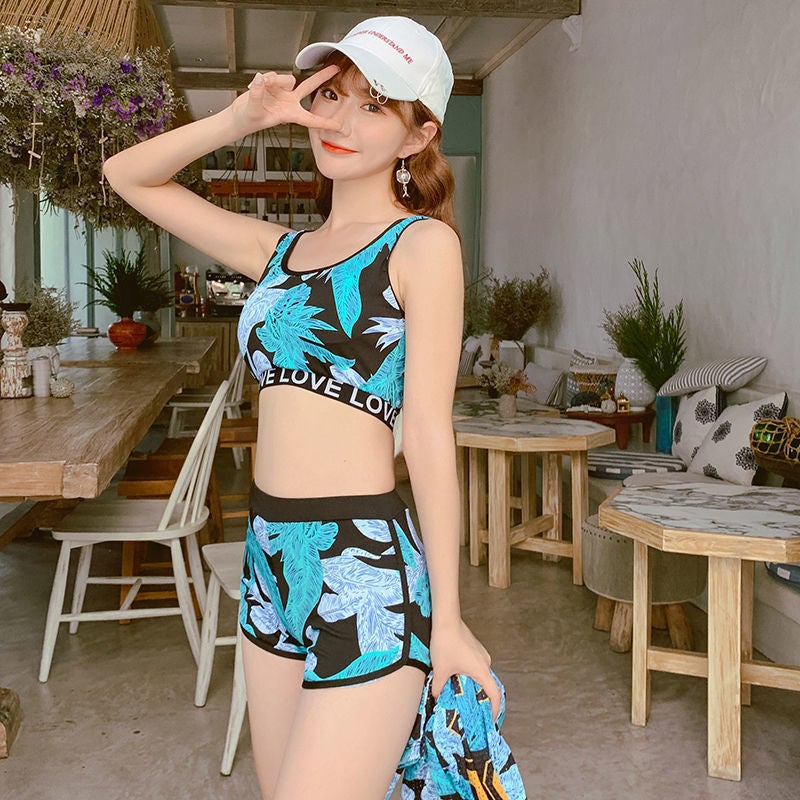 Split Conservative Belly-Covering Slimming Boxer Sports Student Large Size Spring Swimsuit - Image 4