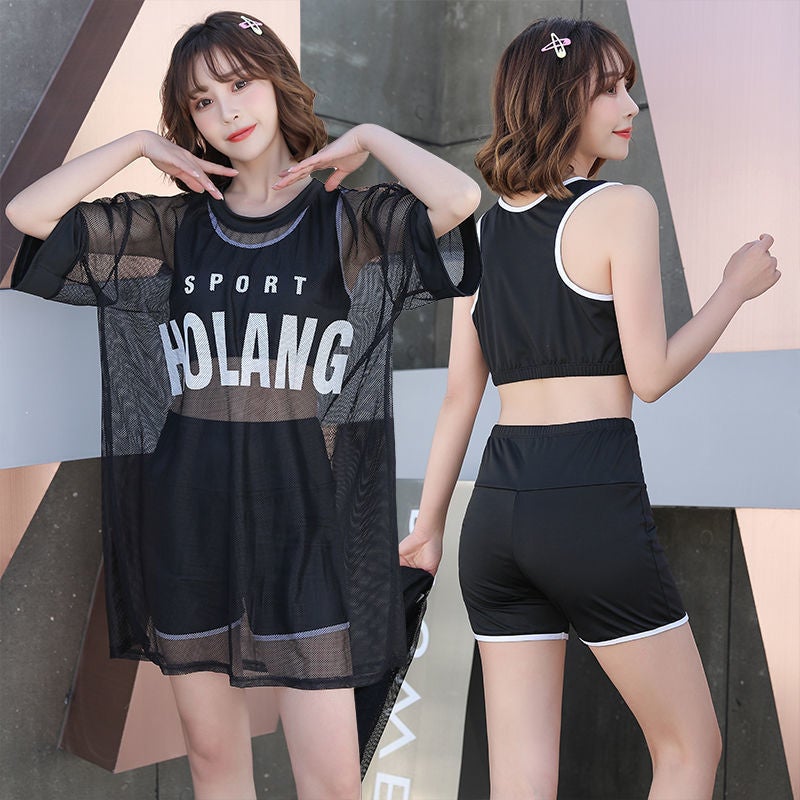Split Conservative Belly-Covering Slimming Boxer Sports Student Large Size Spring Swimsuit - Image 1