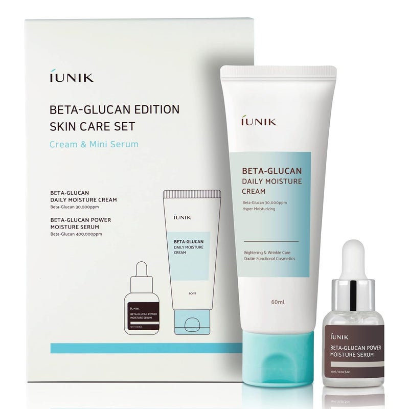iUNIK BetaGlucan Edition Skincare Set Cream 202 floz  Mini Serum 051 floz  Featuring the Powerful BetaGlucan to Moisturize Revitalize and Reinforce the Skin with EWGGreen Ingredients