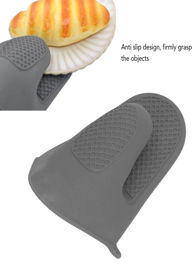 Jeanoko قفازات فرن جينوكو قطعتين، قفازات طهي صغيرة من السيليكون السميك، قفازات فرن للمطبخ (رمادي) - Image 5