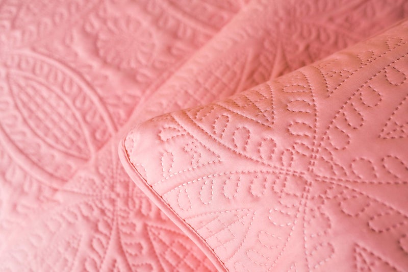 Mezzati Mezzati Bedspread Coverlet Set Coral-Rose - Prestige Collection - Comforter Bedding Cover - Brushed Microfiber Bedding 3-Piece Quilt Set (Queen/Full  Coral Rose)  - Image 5