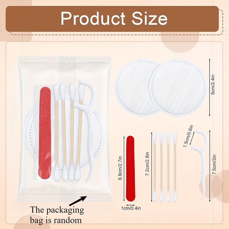 30 قطعة من مجموعة أدوات الزينة الفندقية، مسحات قطنية disposable معبأة بشكل فردي، حزمة ضيافة للضيوف تحتوي على مناديل ومبارد أظافر، مثالية للسفر والمبيت والإفطار. - Image 4