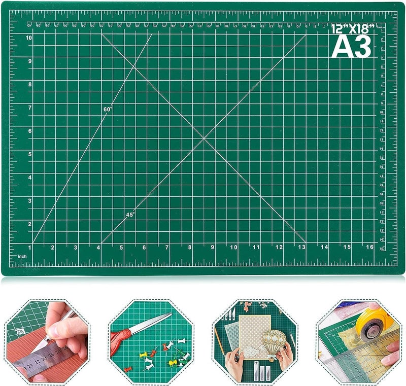 VERAT A3 Self Healing Sewing Mat, 12inch x 18inch Rotary Cutting Mat Double Sided 3-Ply Craft Cutting Board for Sewing Crafts Hobby Fabric Precision Scrapbooking Project - Image 1