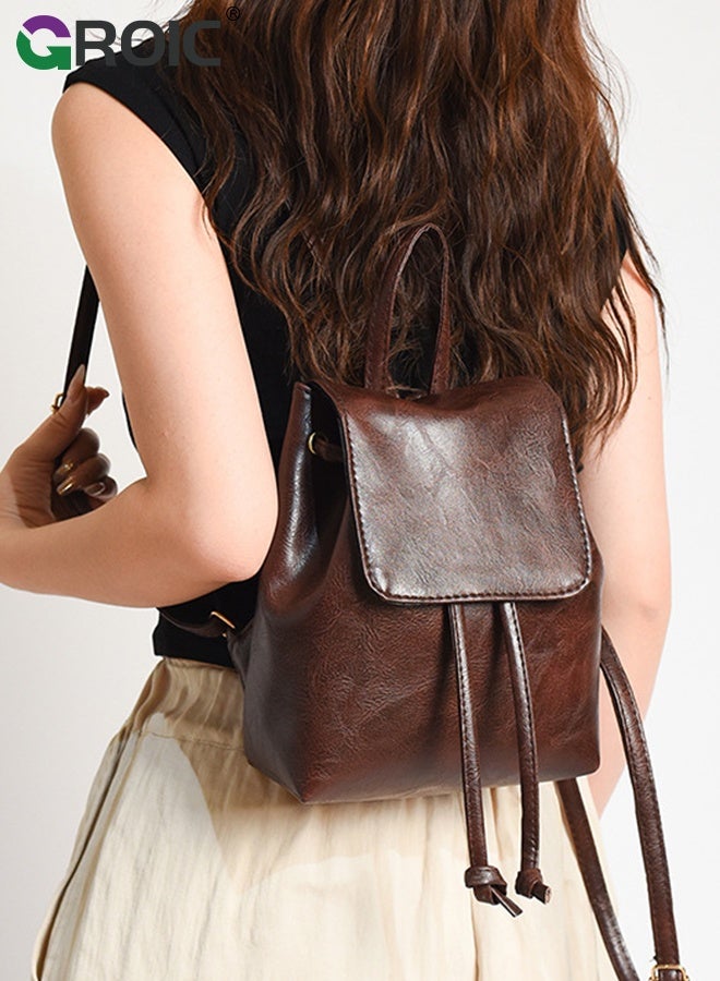 GROIC Leather Backpack Purse for Women,Ladies Travel Fashion Backpack,Leather Bag Casual Handbags for Work,Retro Schoolbag for Women - Image 3