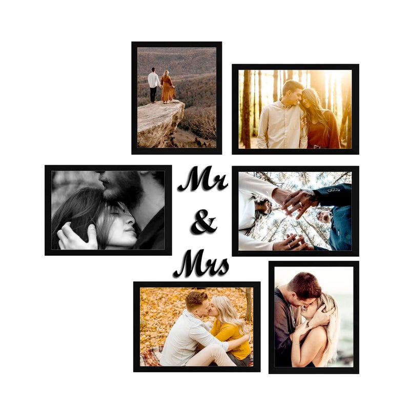 VUF Black wall photo frame set of 06 4pcs 8x12 2pcs 8x10 each