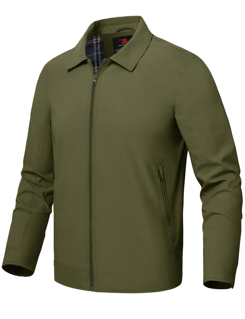Rdruko Mens Light Jackets Windbreaker Spring Fall Lightweight Jackets Caual Stylish Jacket with Pockets Army Green S