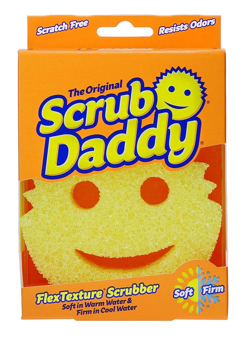 Scrub Daddy - Scrub Daddy Original Smiley Scouring Sponge, Anti-Scratch Washable Reusable Antibacterial Sponges, Flextexture, Dish Sponge for Household, Kitchen and Bathroom, Yellow, 2 Count - Image 1
