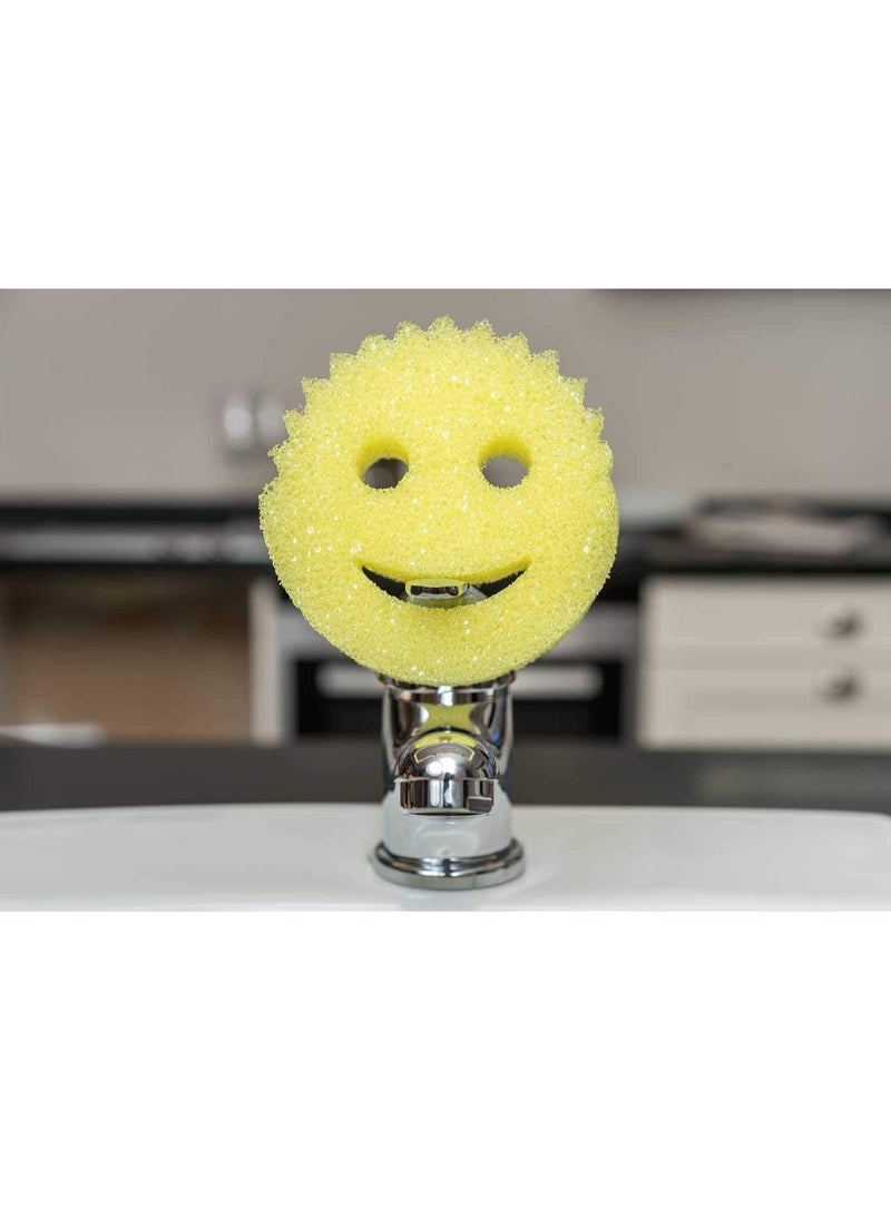 Scrub Daddy - Scrub Daddy Original Smiley Scouring Sponge, Anti-Scratch Washable Reusable Antibacterial Sponges, Flextexture, Dish Sponge for Household, Kitchen and Bathroom, Yellow, 2 Count - Image 1