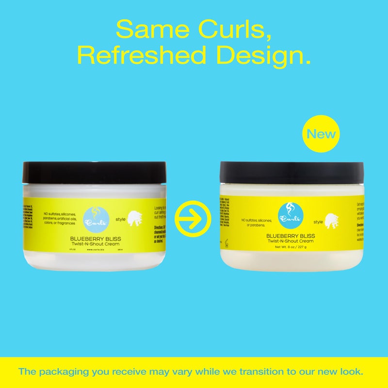 Curls Blueberry Bliss Twist-N-Shout Cream - 8 oz, for the Perfect Twist Outs and Braid Outs, for All Natural Types, Adds Sheen, Moisture, and Definition to Hair - Image 2