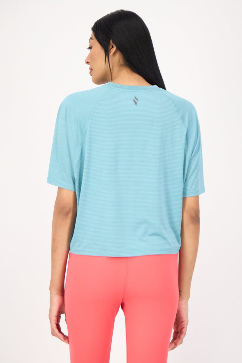 SKECHERS Women Sportswear Fit Short Sleeve Training T-shirt, Turquoise - Image 3