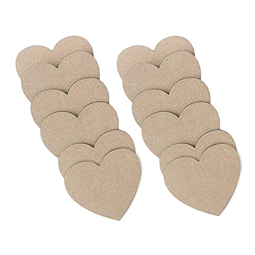 IVEI MDF DIY Coasters Wood Sheet Craft - MDF Plain Wooden Coasters Heart Shaped Blank Cutouts for Painting Wooden Sheet Craft, Decoupage, Resin Art Work & Decoration - Set of 12 - Image 1