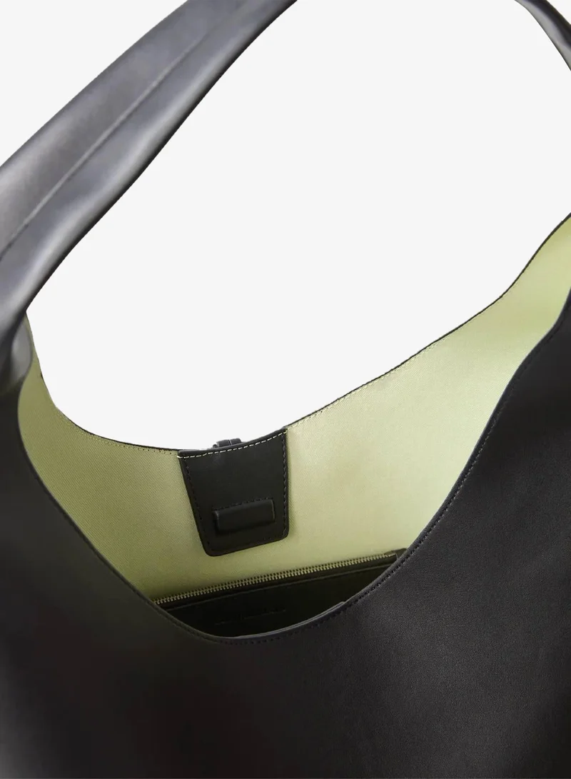 Calvin Klein Black Satin Large Slouchy Shoulder Bag for Women | Best Price UAE