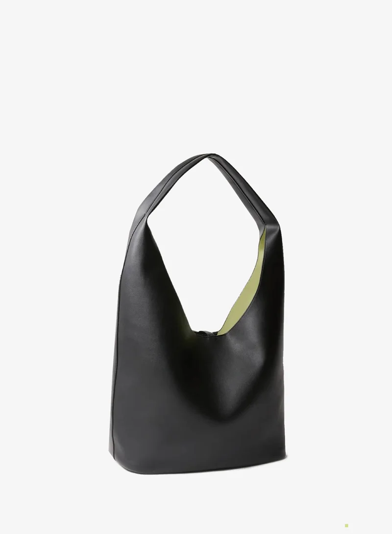 Calvin Klein Black Satin Large Slouchy Shoulder Bag for Women | Best Price UAE