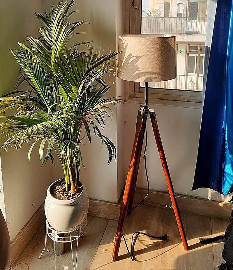 FN Italian Led Lamp With Home Decor Corner Design Jute Drum Shade, Bulb, Wiring, Holder, Included Pack Of 1 ,Beige - Image 3