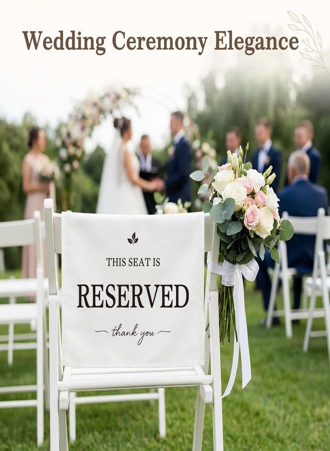 EliteSign Reserved Seating Signs for Chairs 14 x 20 Inch, This Row Is Reserved Chair Sign for Wedding Ceremony, Church Pew Cotton Chair Signs, Reception Party Event Decorations (White, 4 PCS) - Image 4