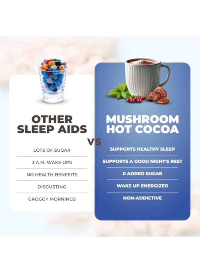 RYZE SUPERFOODS Mushroom Hot Cocoa Melatonin Sleep Supplement, Keto Cocoa Powder with Reishi Mushroom, Melatonin, Glycine, Cacao, L-Theanine, Chicory to Help Fall Asleep and Stay Asleep - Image 4