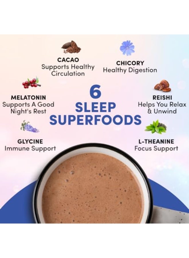 RYZE SUPERFOODS Mushroom Hot Cocoa Melatonin Sleep Supplement, Keto Cocoa Powder with Reishi Mushroom, Melatonin, Glycine, Cacao, L-Theanine, Chicory to Help Fall Asleep and Stay Asleep - Image 3
