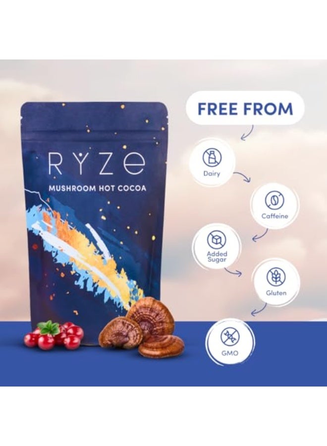 RYZE SUPERFOODS Mushroom Hot Cocoa Melatonin Sleep Supplement, Keto Cocoa Powder with Reishi Mushroom, Melatonin, Glycine, Cacao, L-Theanine, Chicory to Help Fall Asleep and Stay Asleep - Image 5
