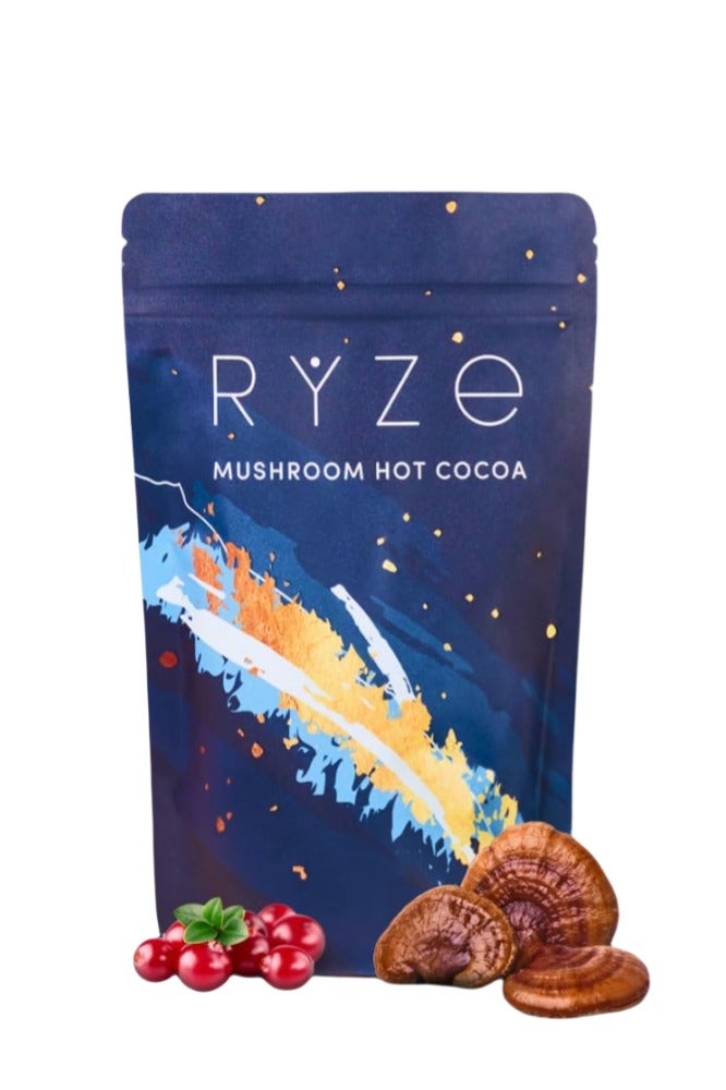 RYZE SUPERFOODS Mushroom Hot Cocoa Melatonin Sleep Supplement, Keto Cocoa Powder with Reishi Mushroom, Melatonin, Glycine, Cacao, L-Theanine, Chicory to Help Fall Asleep and Stay Asleep - Image 1