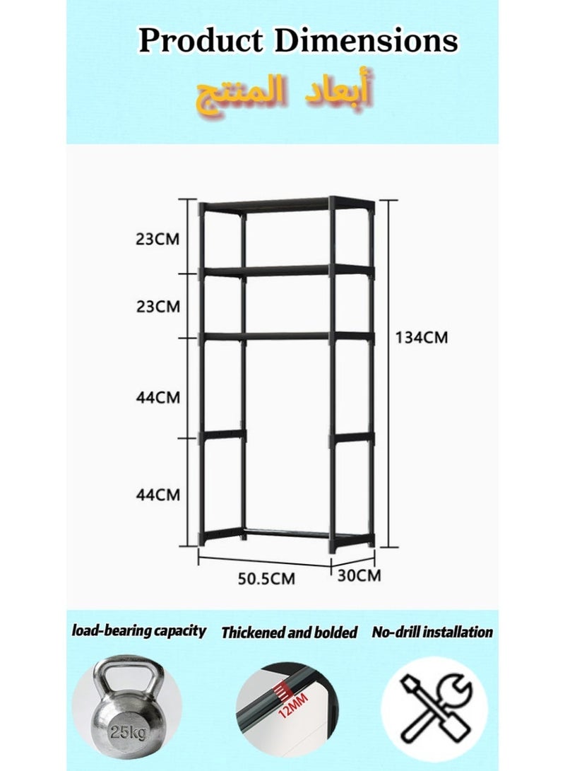 dida-cosmos 134*30*50.5cm, three-layer thickened plastic towel rack, toilet overhead shelf, space-saving bathroom design, black, waterproof and rustproof, no drilling required, can support up to 25 kg. - Image 4