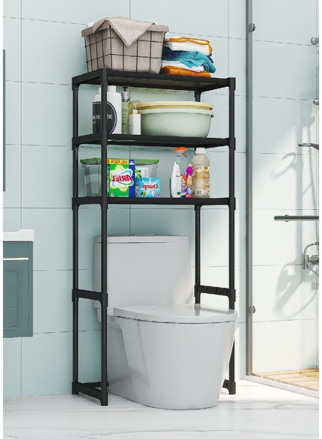 dida-cosmos 134*30*50.5cm, three-layer thickened plastic towel rack, toilet overhead shelf, space-saving bathroom design, black, waterproof and rustproof, no drilling required, can support up to 25 kg. - Image 2