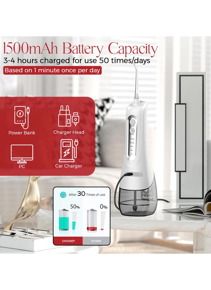 Choosey Water Flosser - Cordless water flossers for teeth with 6 Nozzles, 4 Modes, 300ml Water Tank, Travel-Friendly IPX7 Waterproof, 1500mAh Battery, Rechargeable Oral Irrigator for Teeth Cleaning & braces  - Image 5