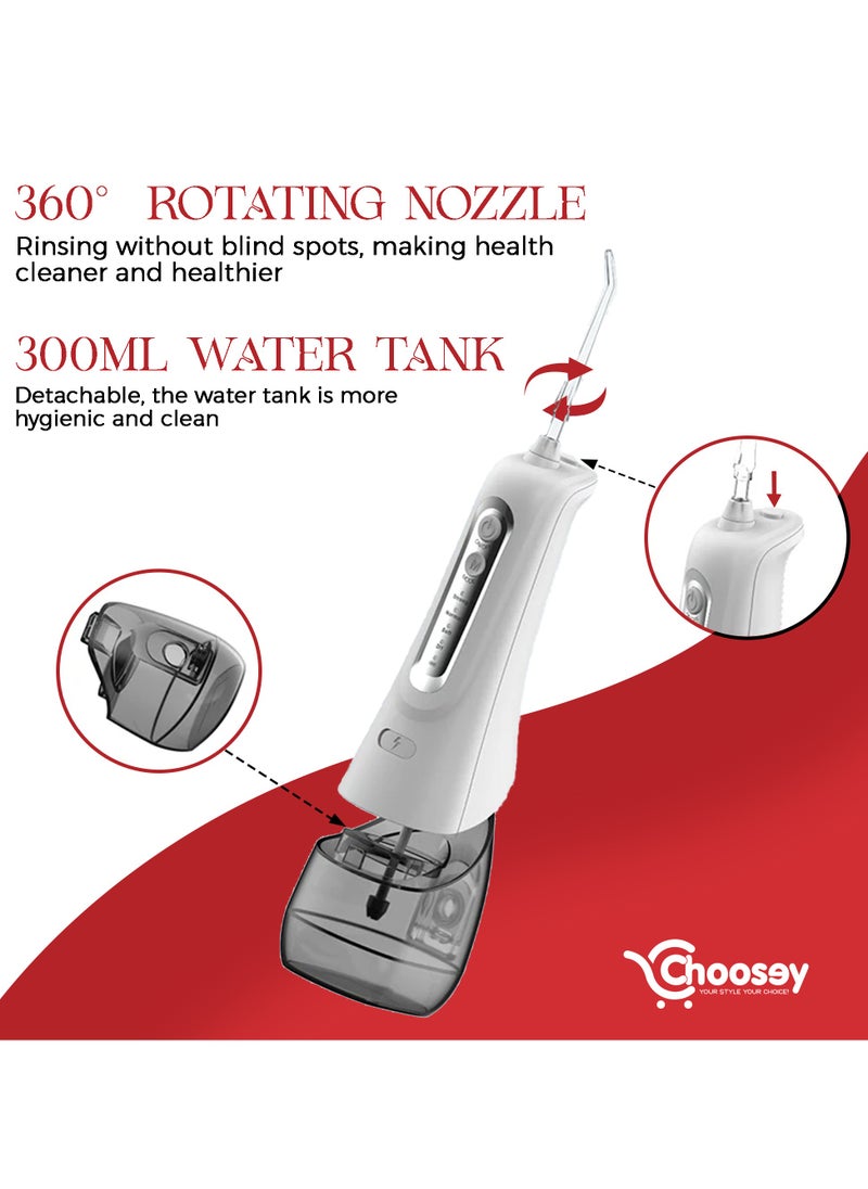 Choosey Water Flosser - Cordless water flossers for teeth with 6 Nozzles, 4 Modes, 300ml Water Tank, Travel-Friendly IPX7 Waterproof, 1500mAh Battery, Rechargeable Oral Irrigator for Teeth Cleaning & braces  - Image 4