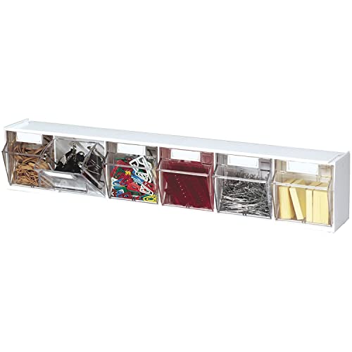 Deflecto Interlocking Tilt Bin, 6 Bin Unit, Clear and White, 23-5/8” x 4-1/2” x 3-5/8” (20603OP) - Image 4