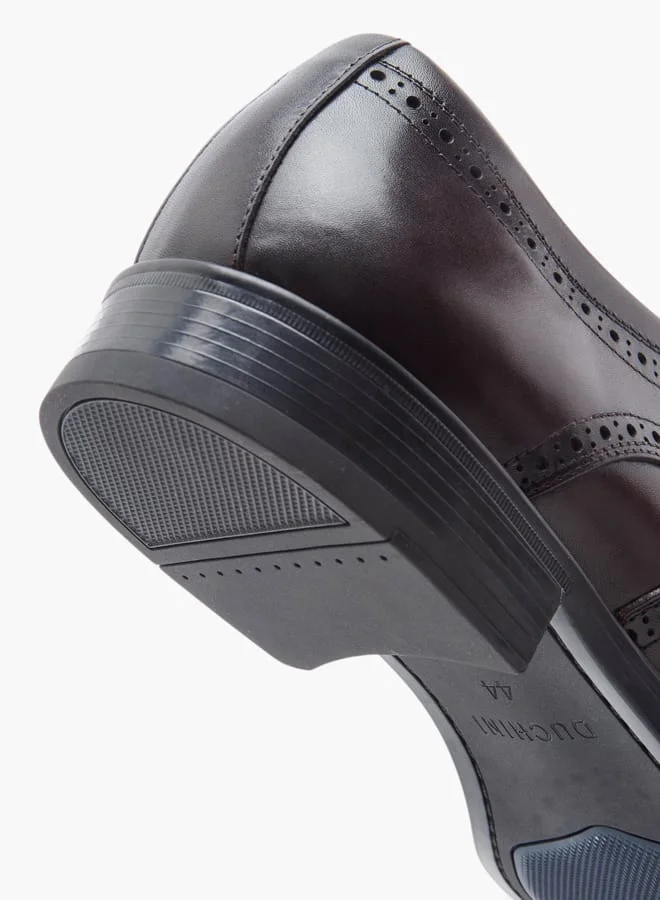 DUCHINI Men's Perforated Derby Shoes with Lace-Up Closure