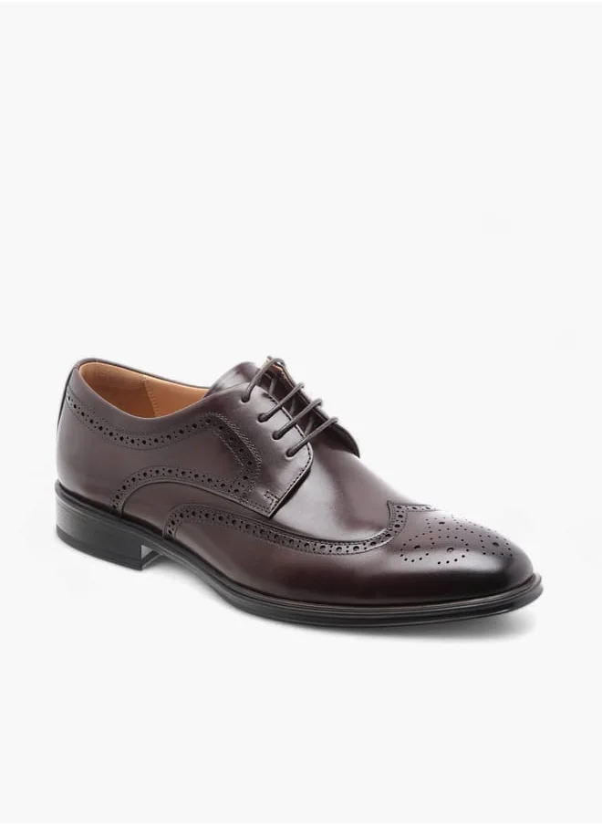 DUCHINI Men's Perforated Derby Shoes with Lace-Up Closure