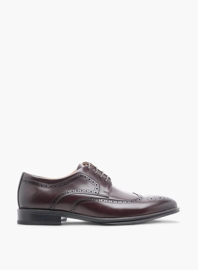 Duchini BROWN Men's Perforated Derby Shoes with Lace-Up Closure for Men | Best Price UAE