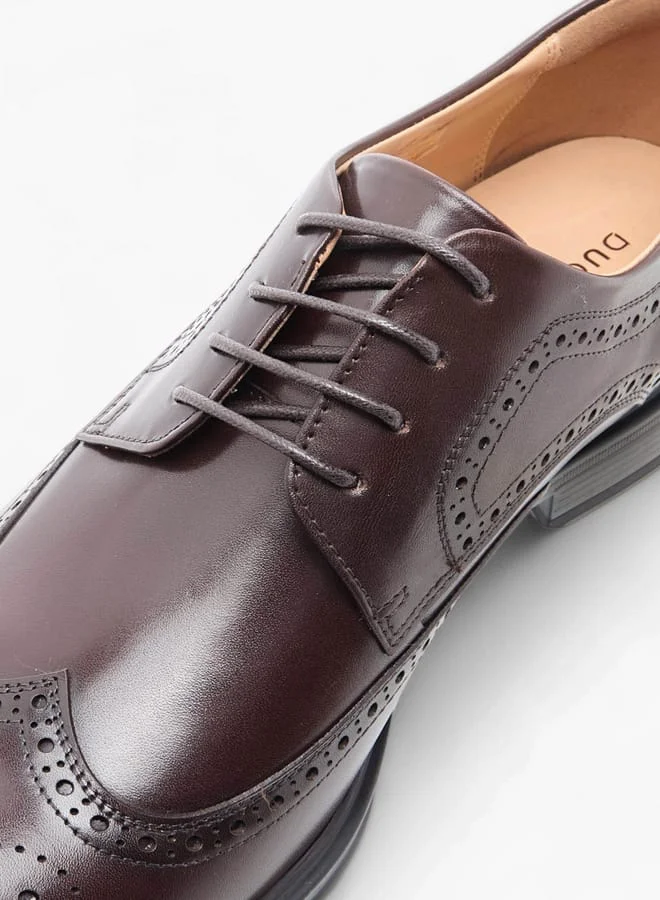 Duchini BROWN Men's Perforated Derby Shoes with Lace-Up Closure for Men | Best Price UAE
