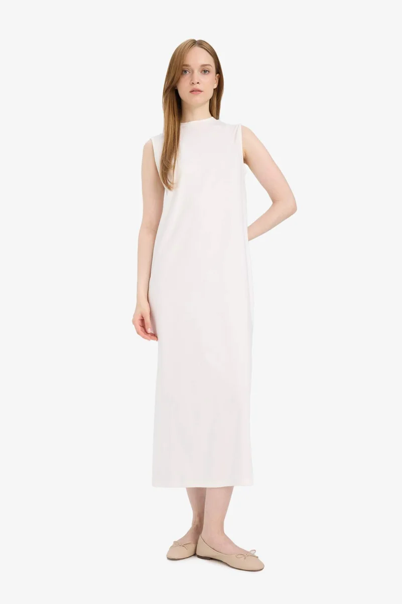 ديفاكتو Regular Fit Half Turtleneck Basic Sleeveless Maxi Dress