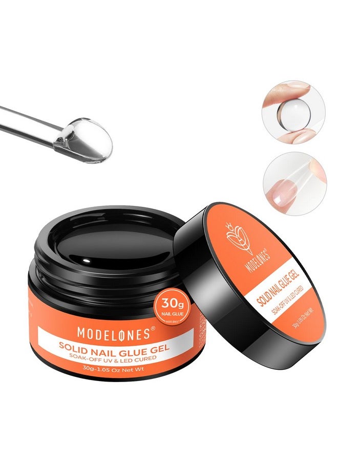 modelones - Modelones Soild Nail Glue Gel, 30g Soild Nail Glue for Press On Nails, Nail Tips and Acrylic Nails, Solid Gel Nail Glue, Long-Lasting Strong Adhesion Solid Gel Nail Art DIY Home, Need UV Light Cured - Image 1