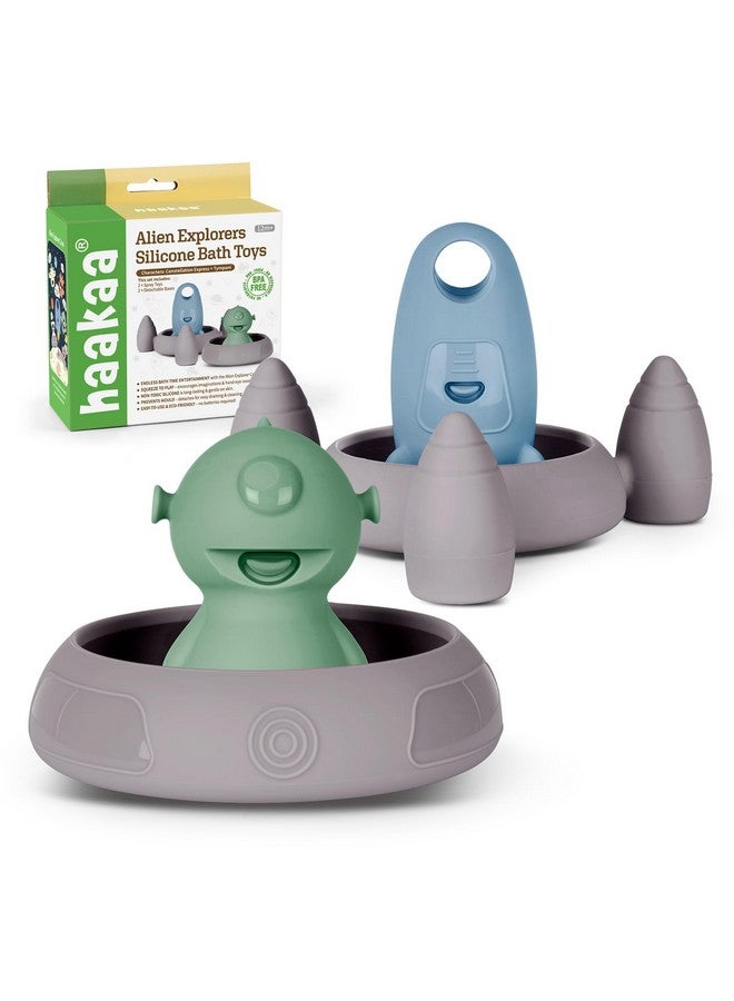 Haakaa Alien Explorers Baby Bath Toys, Food Grade Silicone Toddler Squirt Water Toys for Bathtubs/Swimming Pools/Beaches, Detachable Mold Free Floating Tub Toys for Kids Ages 1-3 (Tympani+Rocket) - Image 1