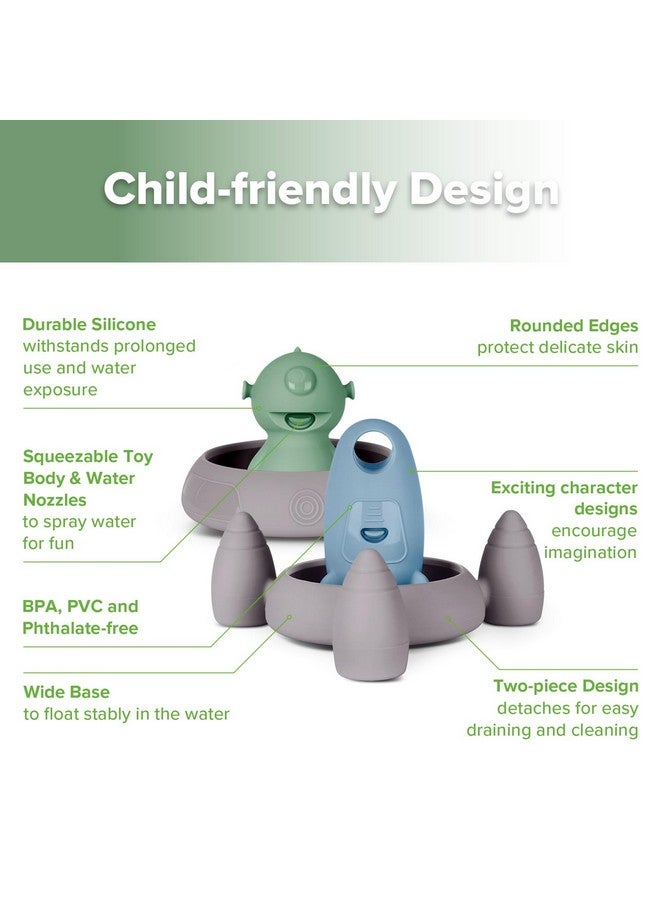 Haakaa Alien Explorers Baby Bath Toys, Food Grade Silicone Toddler Squirt Water Toys for Bathtubs/Swimming Pools/Beaches, Detachable Mold Free Floating Tub Toys for Kids Ages 1-3 (Tympani+Rocket) - Image 4