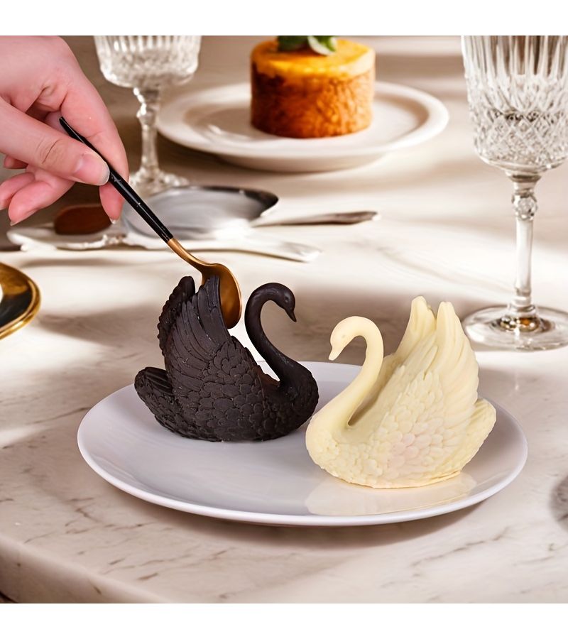 1pc Swan Shape Silicone Mousse Cake Mold For Chocolate Jelly Baking Aromatherapy Candle Transparent - Image 3