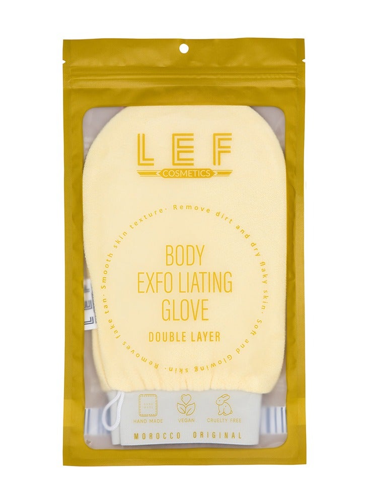 ليف القفاز الكوري لتقشير وإزالة الجلد الميت من الجسم ذو طبقه مزدوجه | YELLOW - Image 2