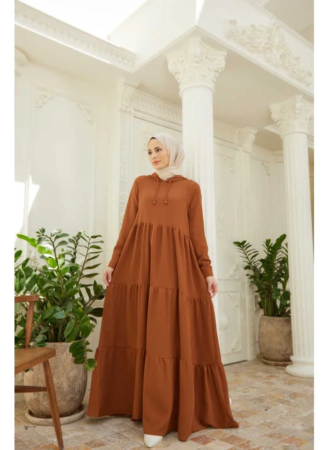 Neways 6531-BERLIN Hooded Raglan Sleeve Dress Tobacco