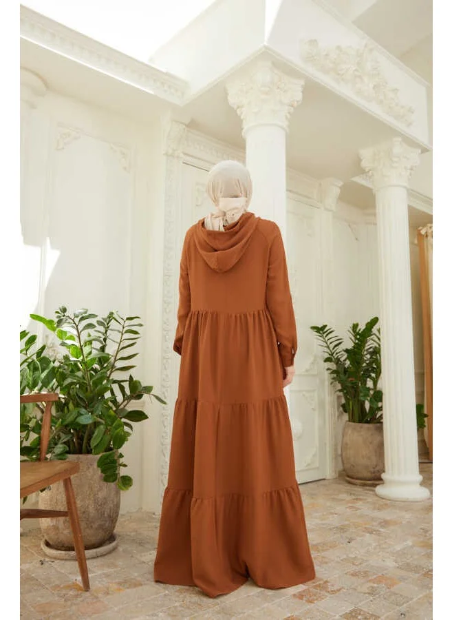 Neways 6531-BERLIN Hooded Raglan Sleeve Dress Tobacco