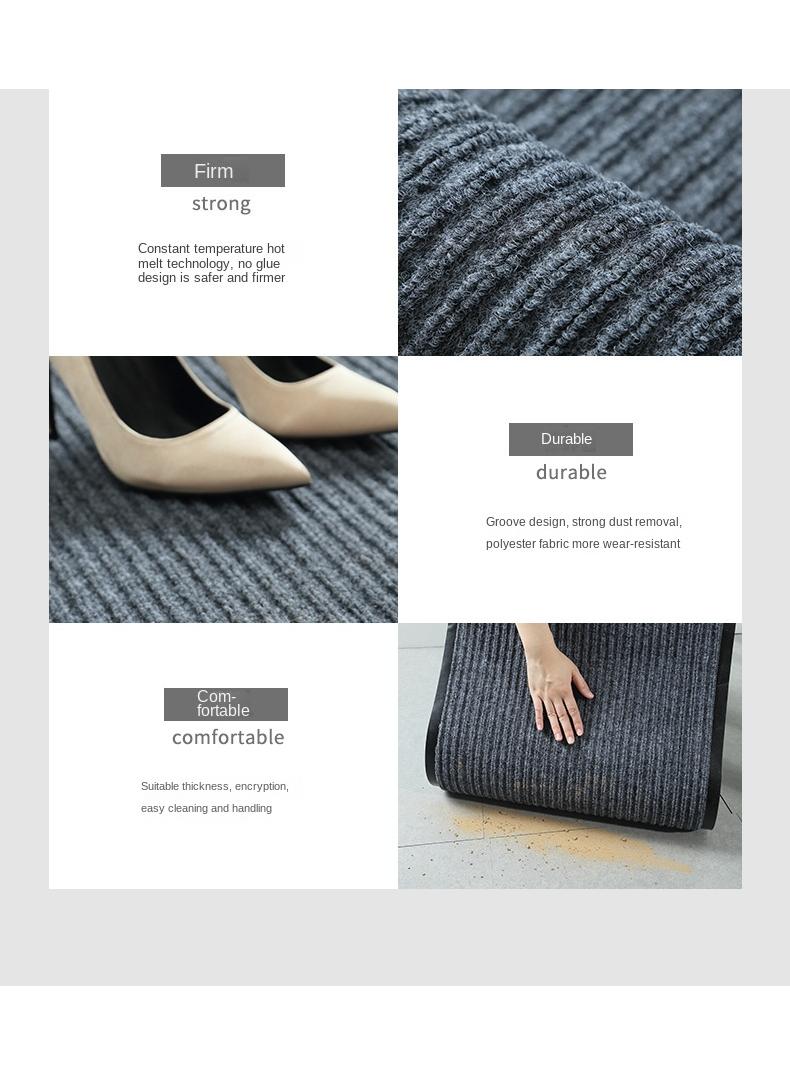 general سجادة مدخل مخططة مقاومة للماء باللون الرمادي - Image 5