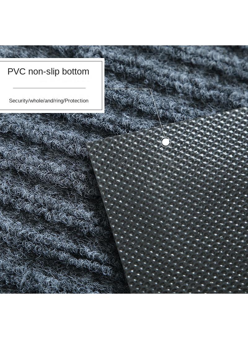 general سجادة مدخل مخططة مقاومة للماء باللون الرمادي - Image 3