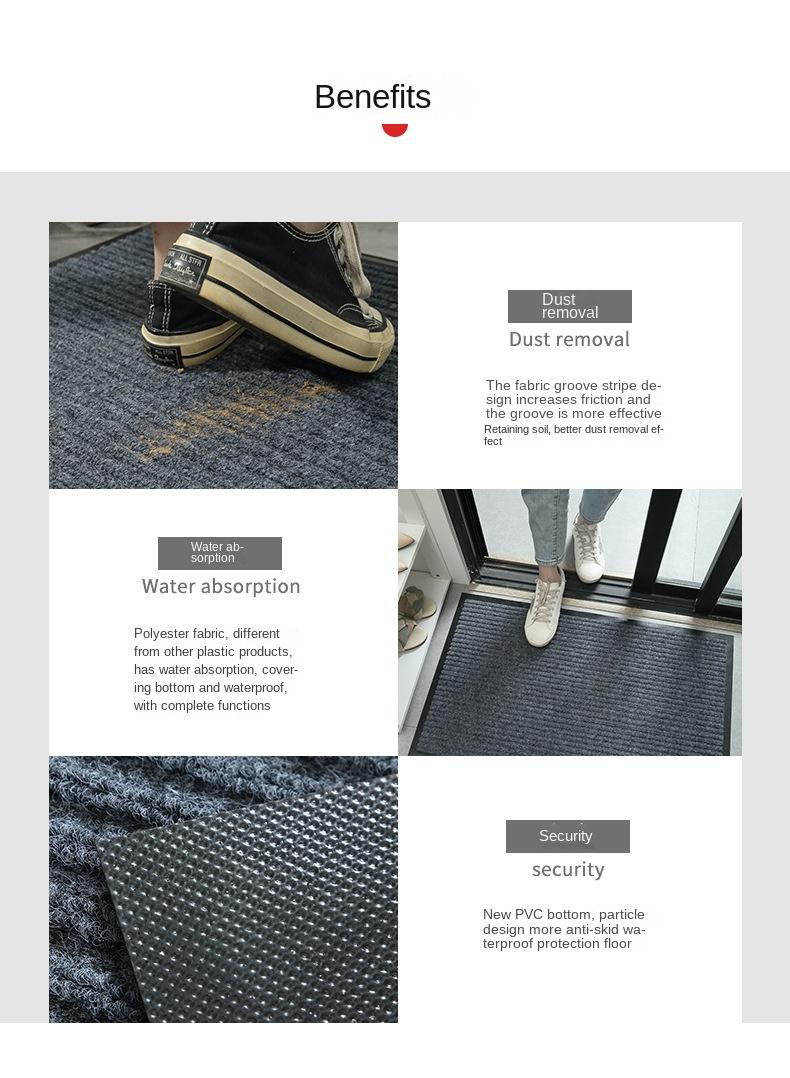 general سجادة مدخل مخططة مقاومة للماء باللون الرمادي - Image 4