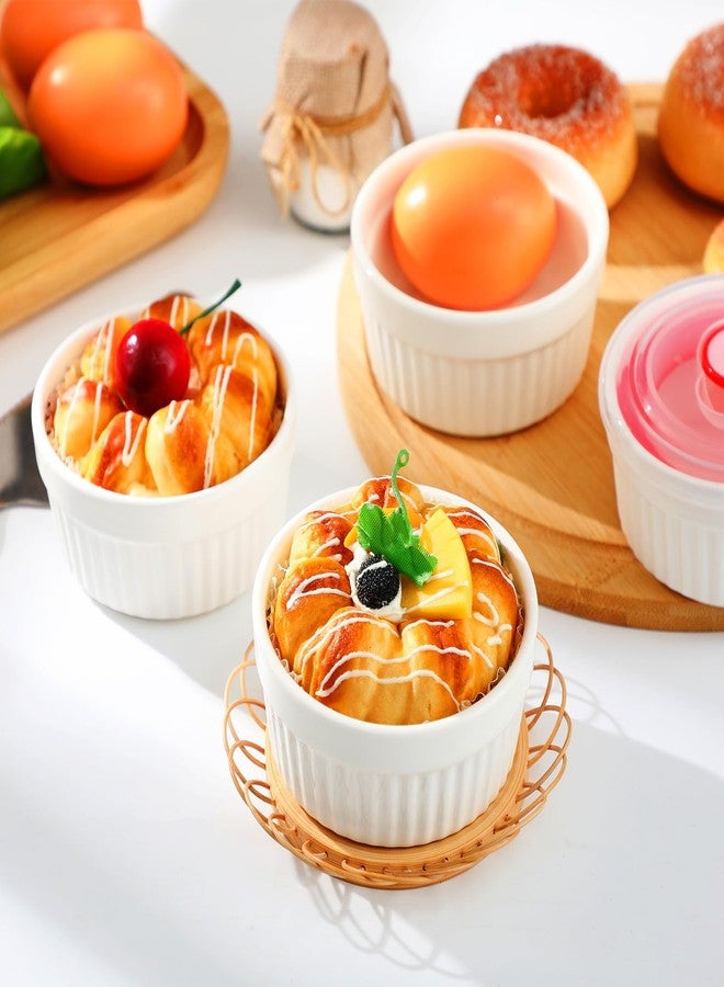 LOYIM 12 Pack 6 oz Ramekins with Lids Oven Safe Porcelain Creme Brulee Ramekins with Covers White Pudding Custard Cups Stackable Ramekins Ceramic Bowls for Baking Dishwasher Ice Cream Serving Dip - Image 2