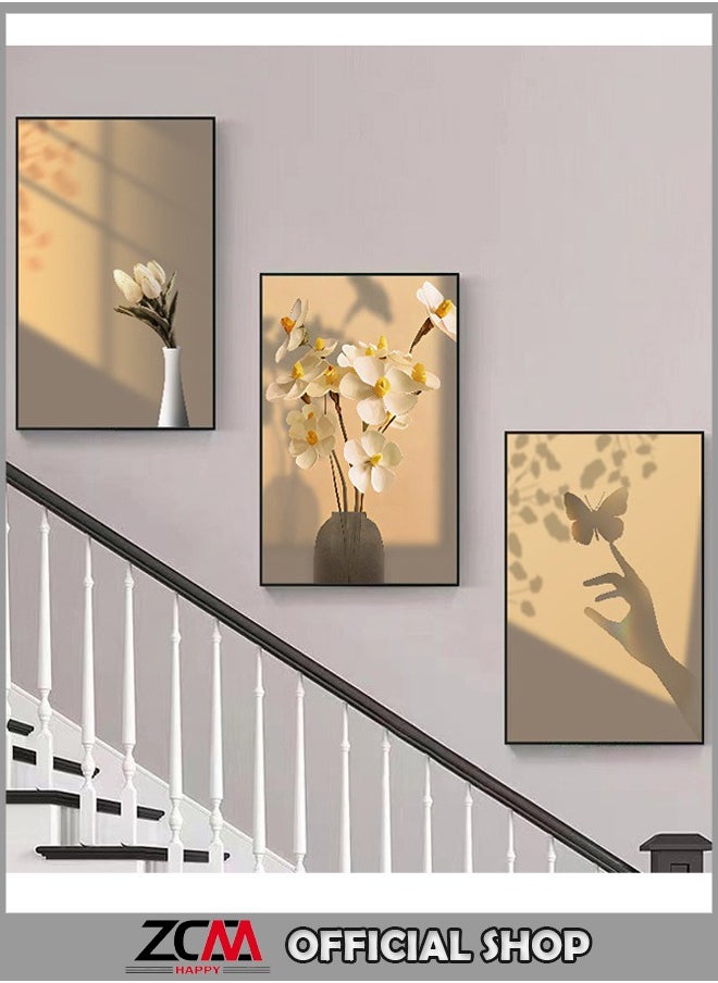 ZCM-HAPPY 3 Pieces Art Paintings for Entrance Decor Wall Hanging Bedroom Living Room Bathroom Room Decor Mural 40x60 cm  - Image 1