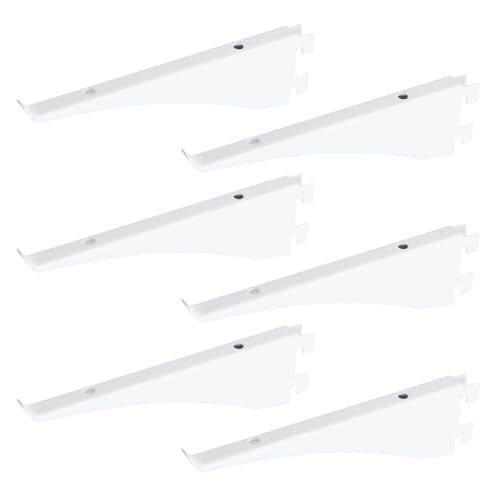 Oedema 6 Pcs Shelf Bracket Double Track System Shelf Brackets 6 Inch Adjustable Shelving Shelf for Home Utility Room Kitchen Closet White - Image 1