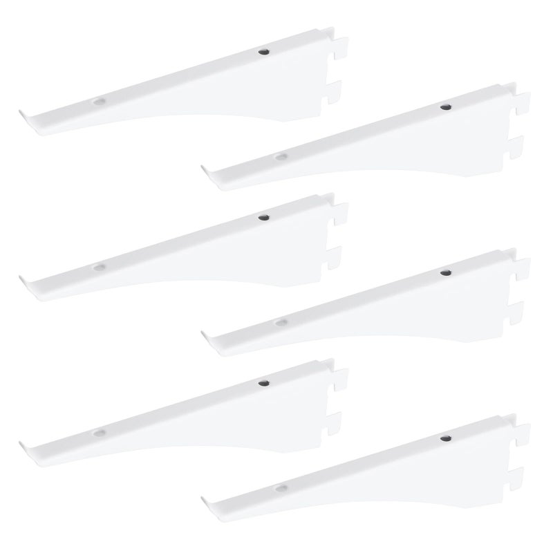 Oedema 6 Pcs Shelf Bracket Double Track System Shelf Brackets 6 Inch Adjustable Shelving Shelf for Home Utility Room Kitchen Closet White - Image 2