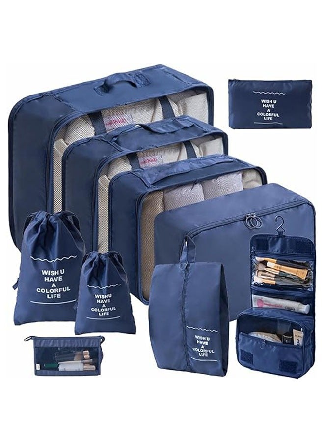 عام 11 قطعة من مجموعة تخزين الأمتعة السفر مجموعة التعبئة والتغليف السفر مع حقيبة تخزين الملابس ، حقيبة الأحذية ، حقيبة الزينة ، حقيبة الملابس الداخلية ، حقيبة تخزين ضغط ، اكسسوارات السفر - Image 1